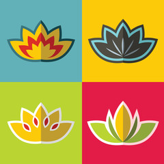 Color flowers in flat style on  background