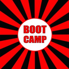 boot camp Red wording on Striped sun Red-Black background