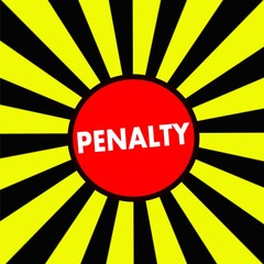 PENALTY white wording on Striped sun yellow-Black background