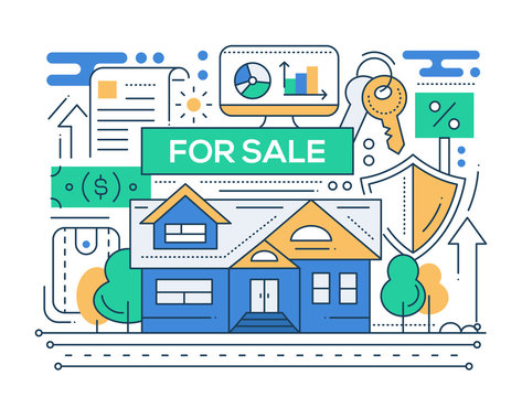 Real Estate - line design composition - Powered by Adobe