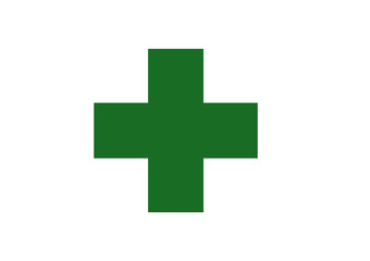 Vector of Japanese cultural flag of safety green cross on white background. Vector illustration flag design.
