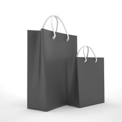 Paper Shopping Bags isolated on white background. 3d rendering.