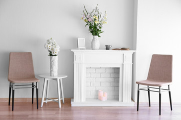 Beautiful flower bouquets in modern interior