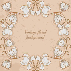 Decorative frame with flower vintage style. Vector illustration