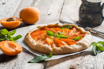 Homemade apricot galette