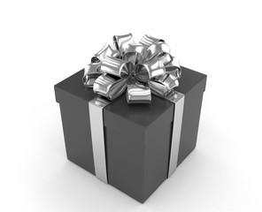 gift box with bows isolated on white. 3d rendering.