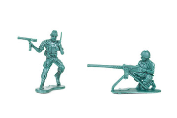 miniature  soldiers toy  on white background