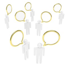 people with talk bubbles isolated over a white background. 3d rendering.