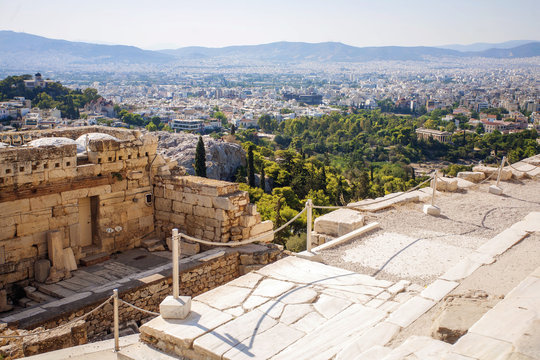 Acropolis of Athens with view on the city. UNESCO World Hetiage