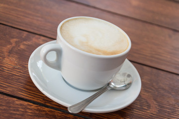 coffee cup on wooden table
