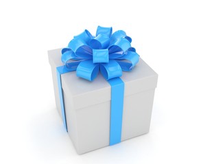 gift box with bows isolated on white. 3d rendering.