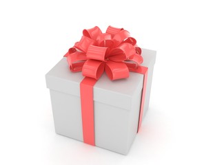 gift box with bows isolated on white. 3d rendering.