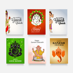 Ganesha chaturthi festival greeting card set.