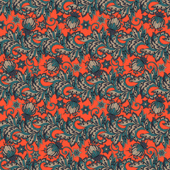 ethnic floral seamless pattern in batik style