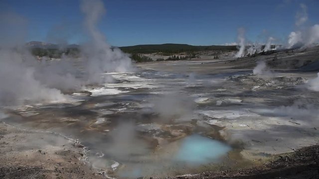 Beautiful Vibrant Geysers in Norris Basin,  Yellowstone National Park