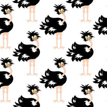 African   ostrich   baby animal Seamless Pattern