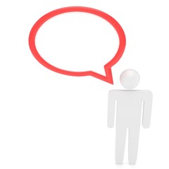 3d man with talk bubbles isolated over a white background. 3d rendering.
