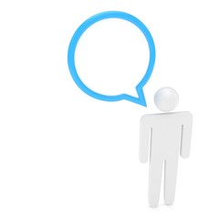 3d man with talk bubbles isolated over a white background. 3d rendering.
