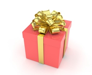 gift box with bows isolated on white. 3d rendering.