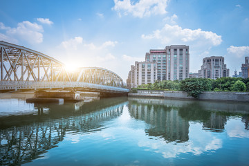 Shanghai Cityscape with Waibaidu Bridge