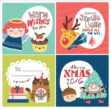 Set of Christmas card/ gift tag