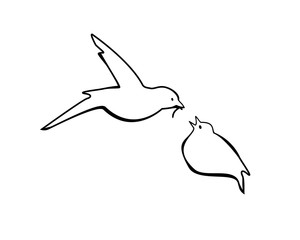 Obraz premium bird feeding chick. Vector