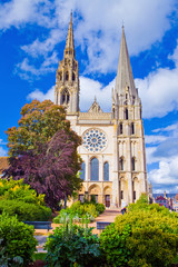 Fototapeta na wymiar Cathédrale Notre-Dame de Chartres, façade occidentale
