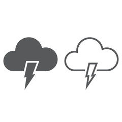Lightning line icon, outline and solid vector sign, linear and full pictogram isolated on white, logo illustration