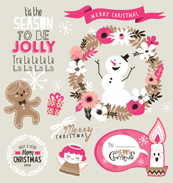 Set of Christmas design elements