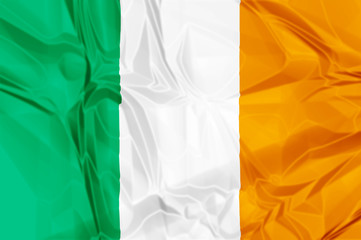 The national Ireland waving flag in 3d background.
