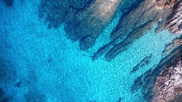 Aerial view of a beach in Mykonos, Greece