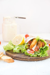 Fresh roll with vegetables and chicken
