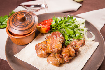roast meat on plate