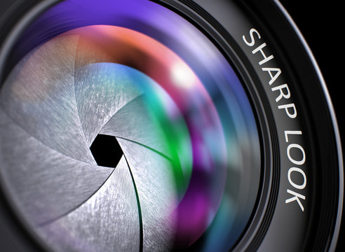 Sharp Look Concept on SLR Camera Lens. 3D Illustration.