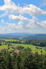 Fototapeta na wymiar Cloud Bavarian landscape of the valley.