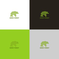 Forest logo or icon with bear in vector