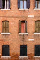 Facade of the old Italian house in Venice