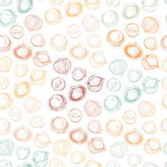  Hazelnuts. Seamless vector pattern,  hand drawn illustration. 