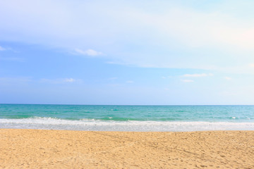 Beautiful beach on the sea and blue sky under the afternoon sun light ,Mea Ramphueng beach -Rayong thailand