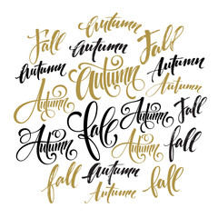 Season style lettering. Calligraphy graphic design element. Fall, Autumn set. Vector illustration