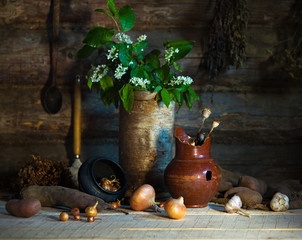 Rural still life with vegetables and home stuff © Irina Lepneva