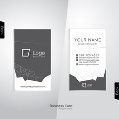 Modern white and gray vertical business card with abstract polygon line