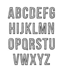 Hand drawn sketch alphabet. Vector illustration