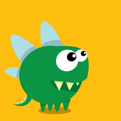 Vector cartoon funny dragon. Cartoon Dinosaur.