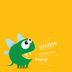 Vector cartoon funny dragon. Cartoon Dinosaur.