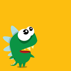 Vector cartoon funny dragon. Cartoon Dinosaur.