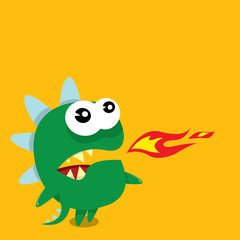 Vector cartoon funny dragon. Cartoon Dinosaur.