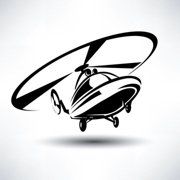 helicopter icon, stylized vector symbol