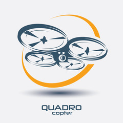 drone icon, quadrocopter stylized vector symbol - obrazy, fototapety, plakaty