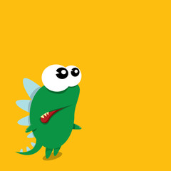 Vector cartoon funny dragon. Cartoon Dinosaur.